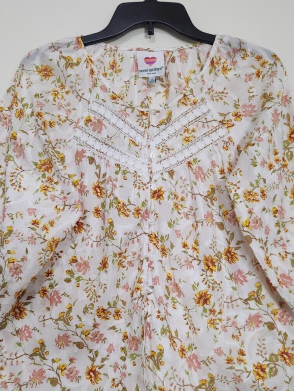 Hester & Orchard -L Floral Multicolor Boho 3/4 Sleeve Blouse
